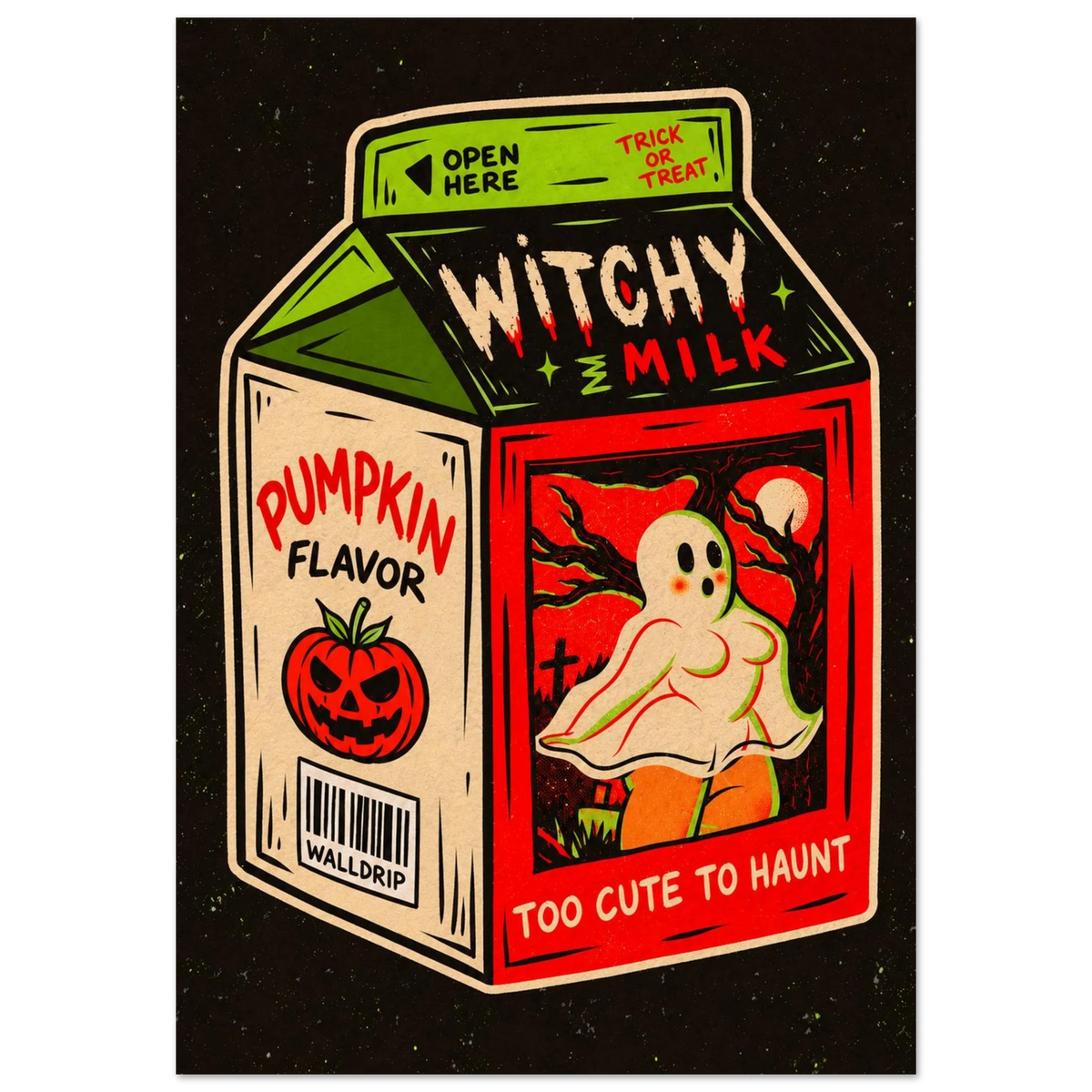 Witchy Milk — retro Halloween poster by WallDrip