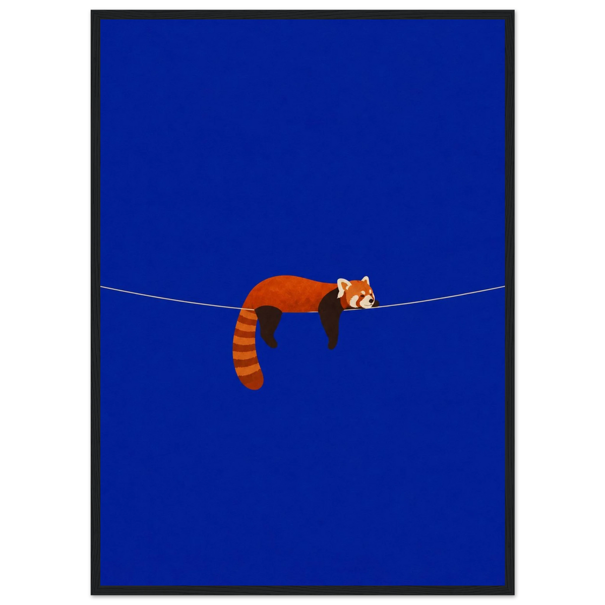 Sweet Dreams — sleeping red panda kids' room poster on cobalt blue by WallDrip