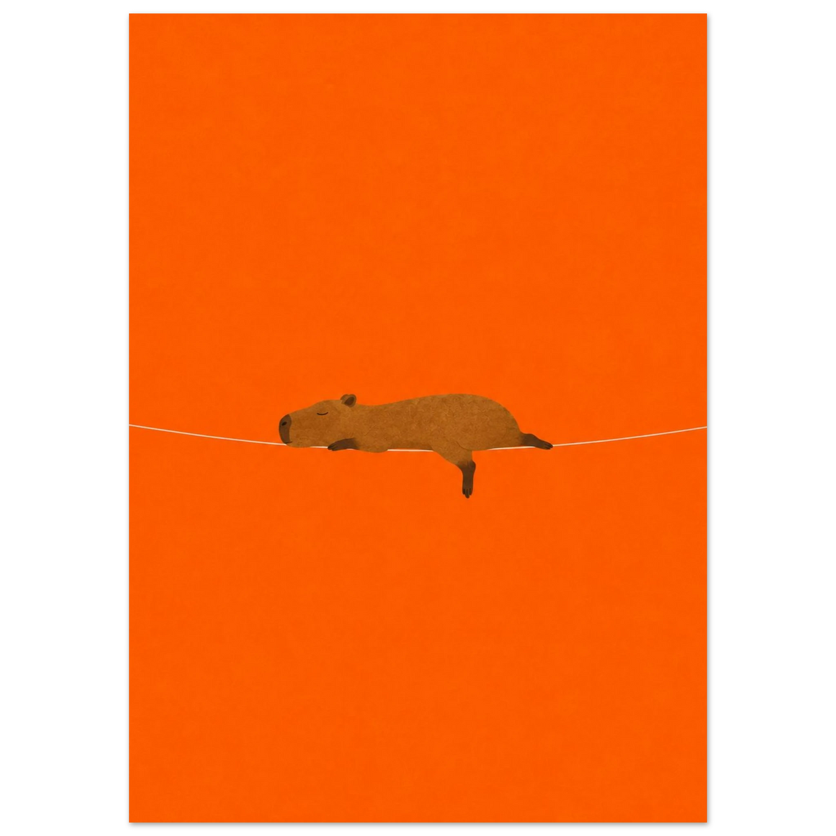 Nap Champion — sleeping capybara kids' room poster on orange by WallDrip