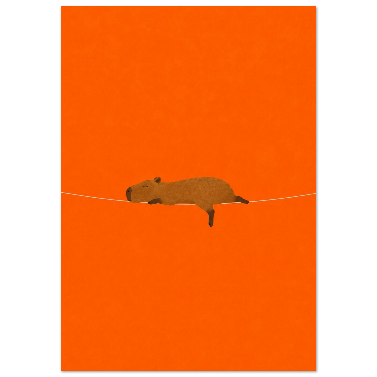 Nap Champion — sleeping capybara kids' room poster on orange by WallDrip