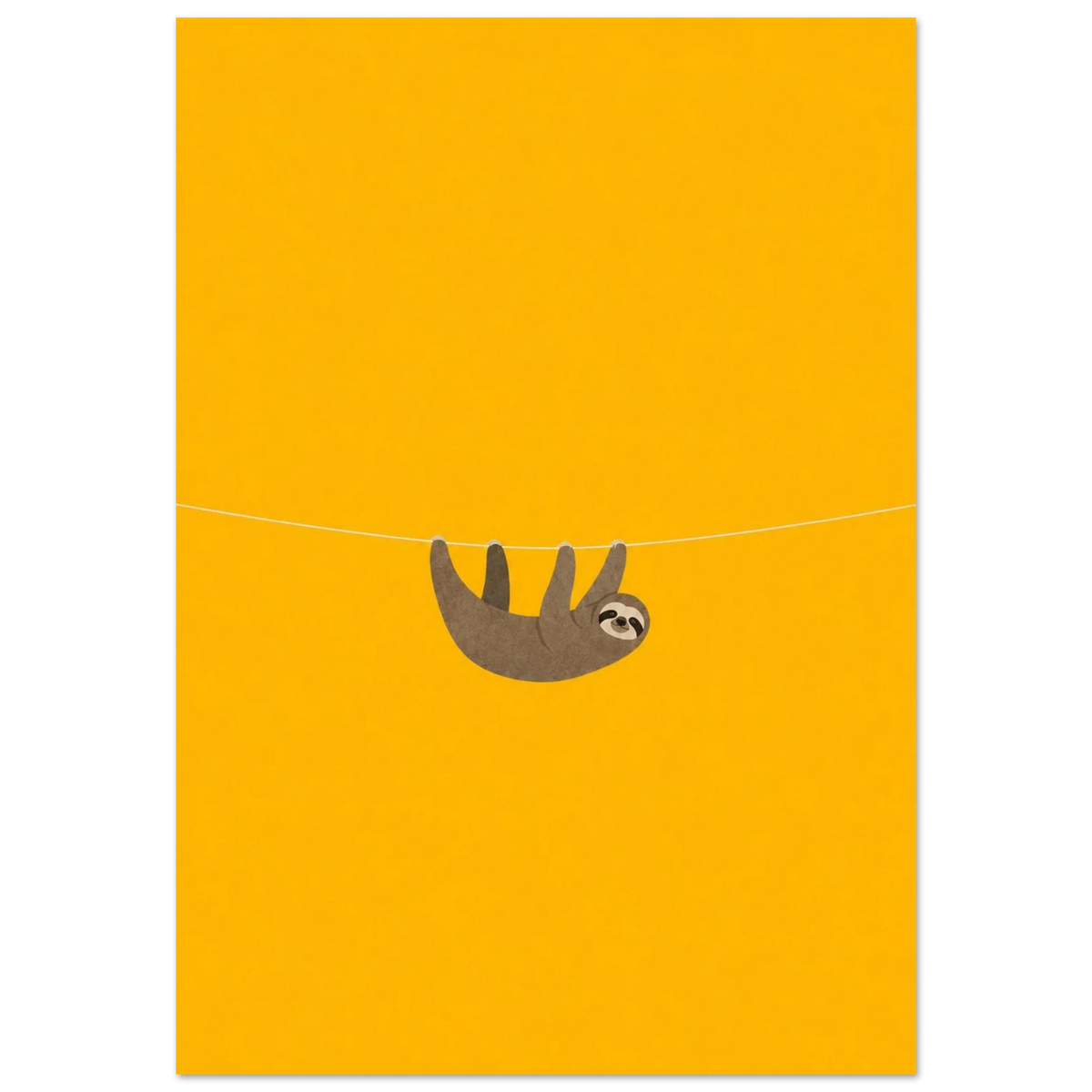 Take It Slow — hanging sloth kids' room poster on yellow by WallDrip