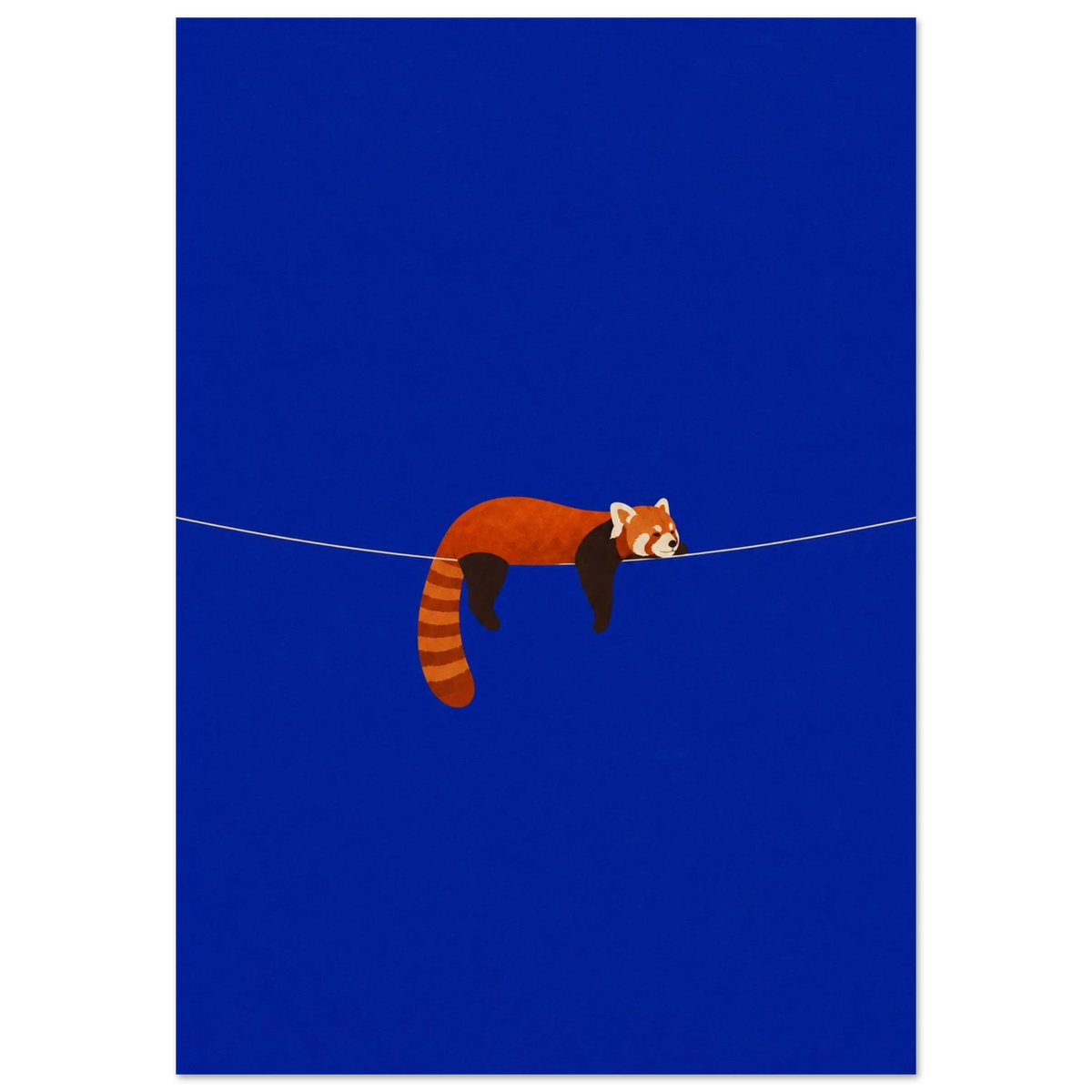Sweet Dreams — sleeping red panda kids' room poster on cobalt blue by WallDrip