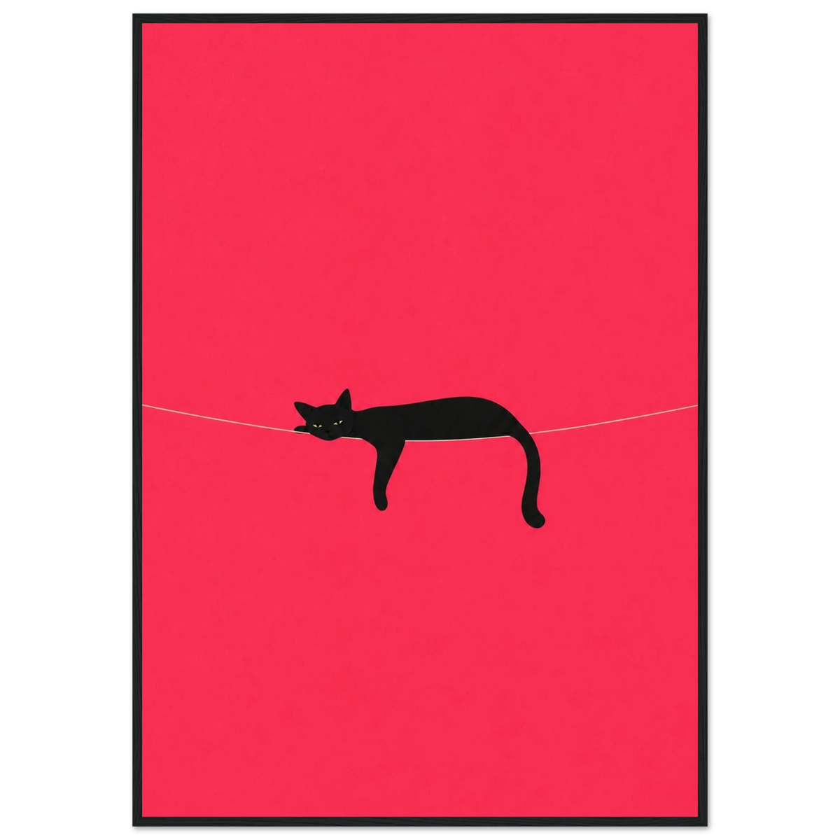 Drifting Off — sleepy black cat kids' room poster on pink by WallDrip