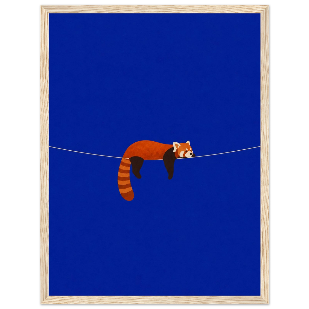 Sweet Dreams — sleeping red panda kids' room poster on cobalt blue by WallDrip