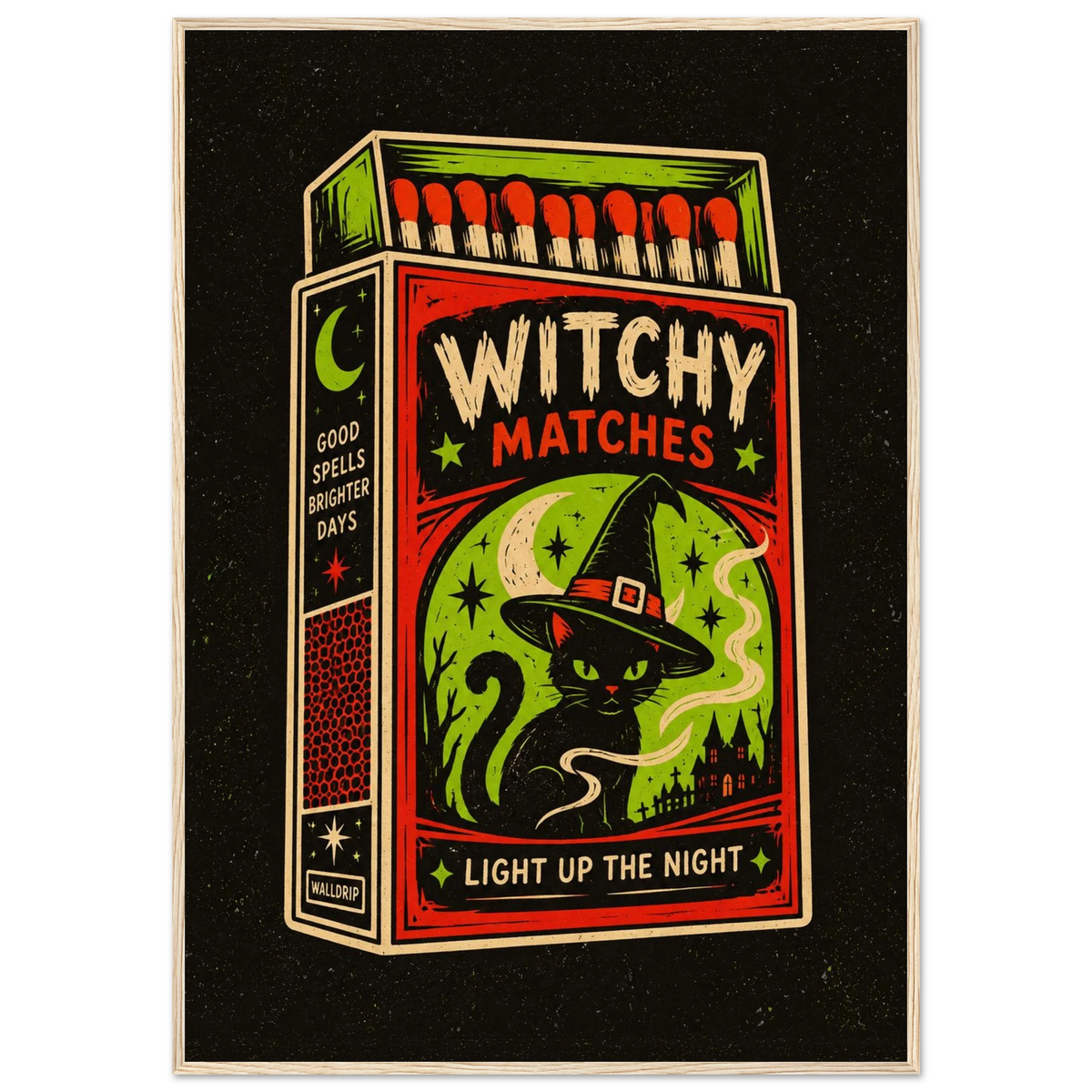 Witchy Matches — retro Halloween poster by WallDrip