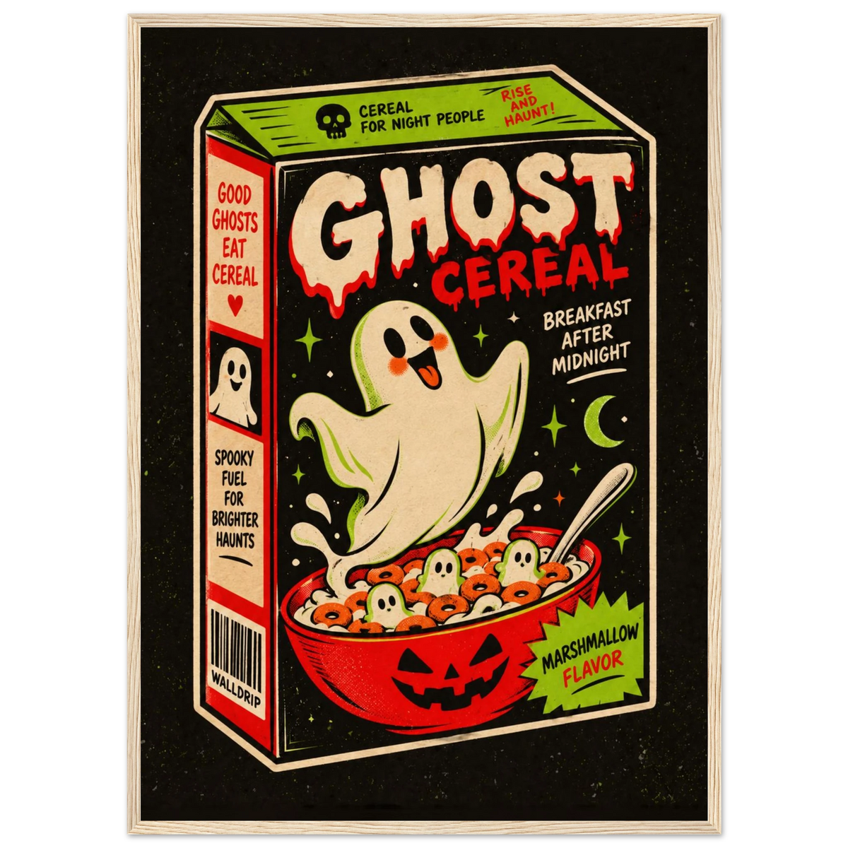 Ghost Cereal — retro Halloween poster by WallDrip