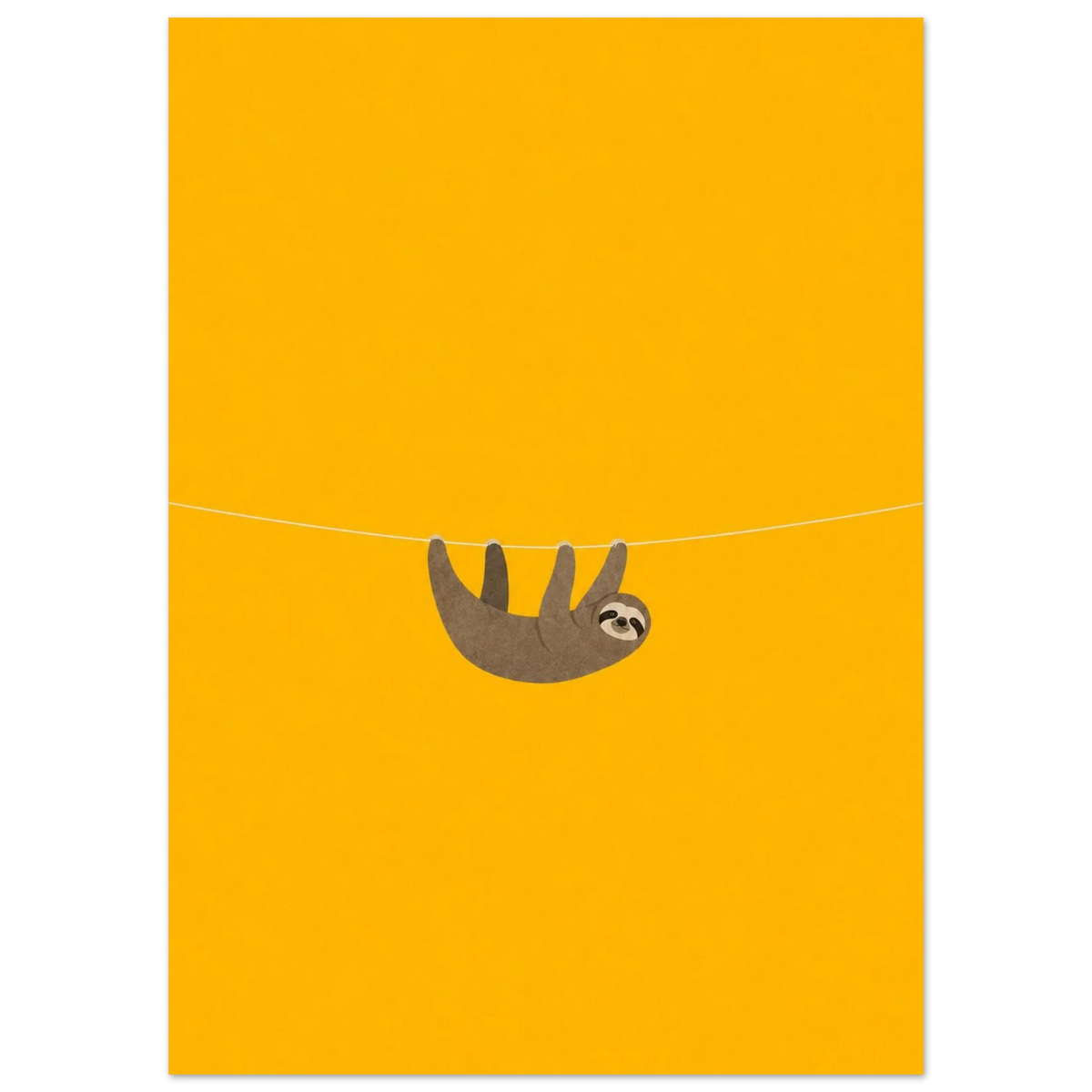 Take It Slow — hanging sloth kids' room poster on yellow by WallDrip