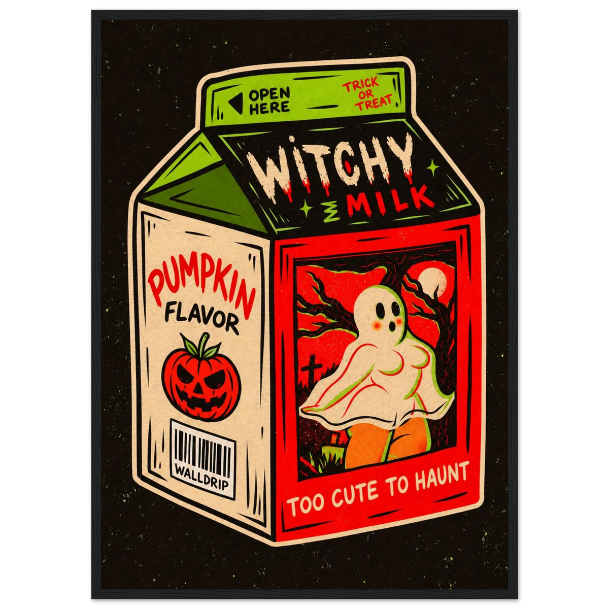Witchy Milk — retro Halloween poster by WallDrip