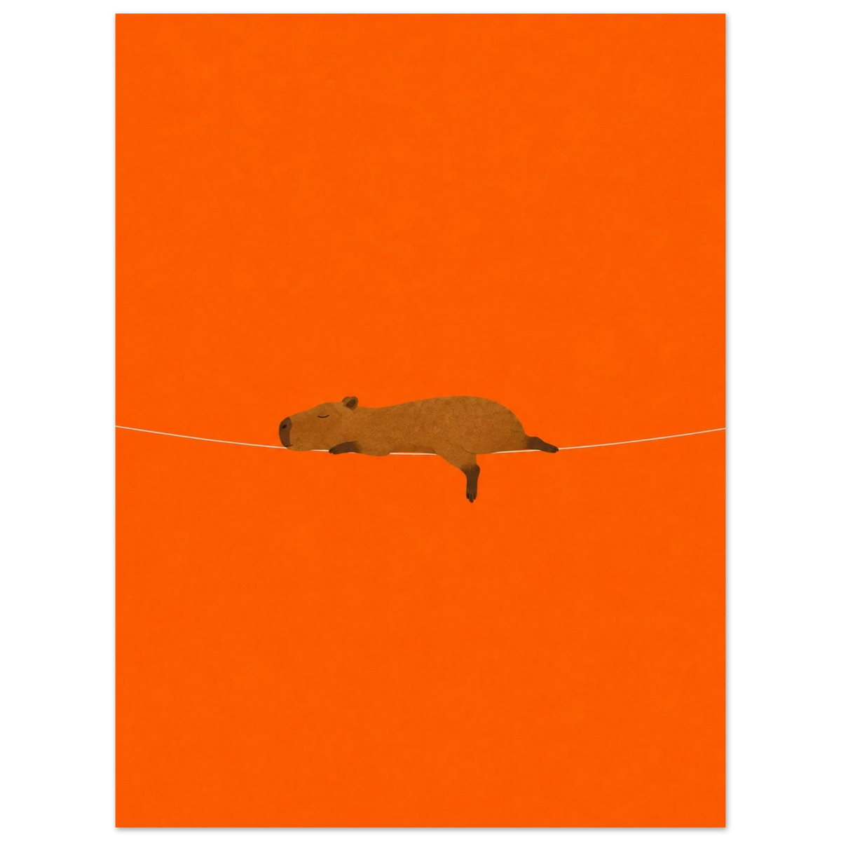 Nap Champion — sleeping capybara kids' room poster on orange by WallDrip