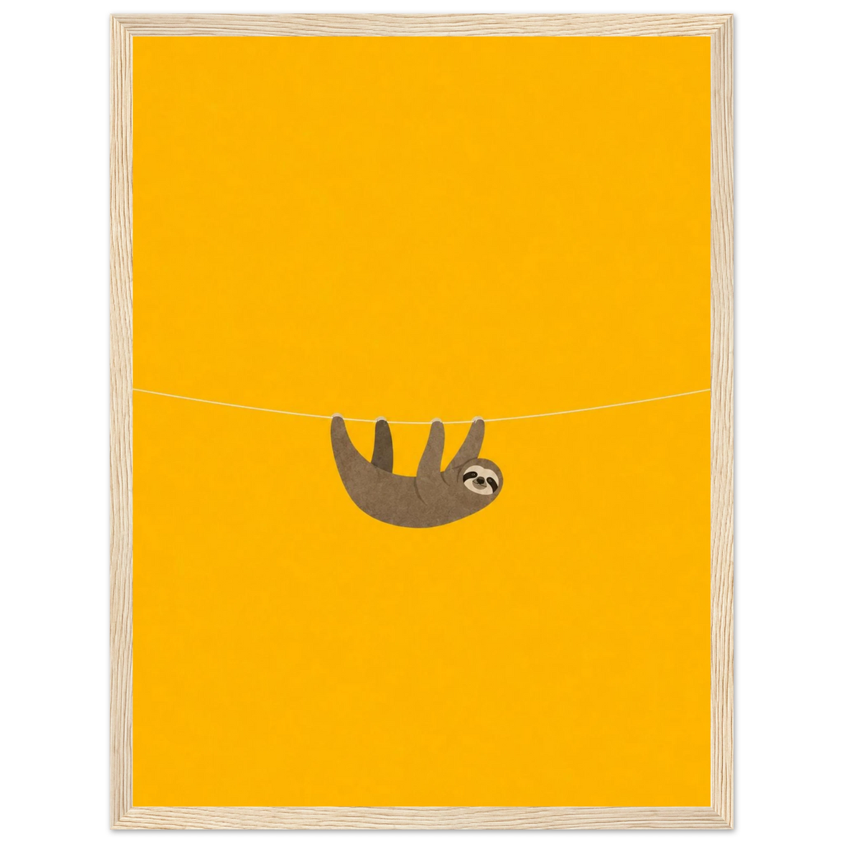 Take It Slow — hanging sloth kids' room poster on yellow by WallDrip