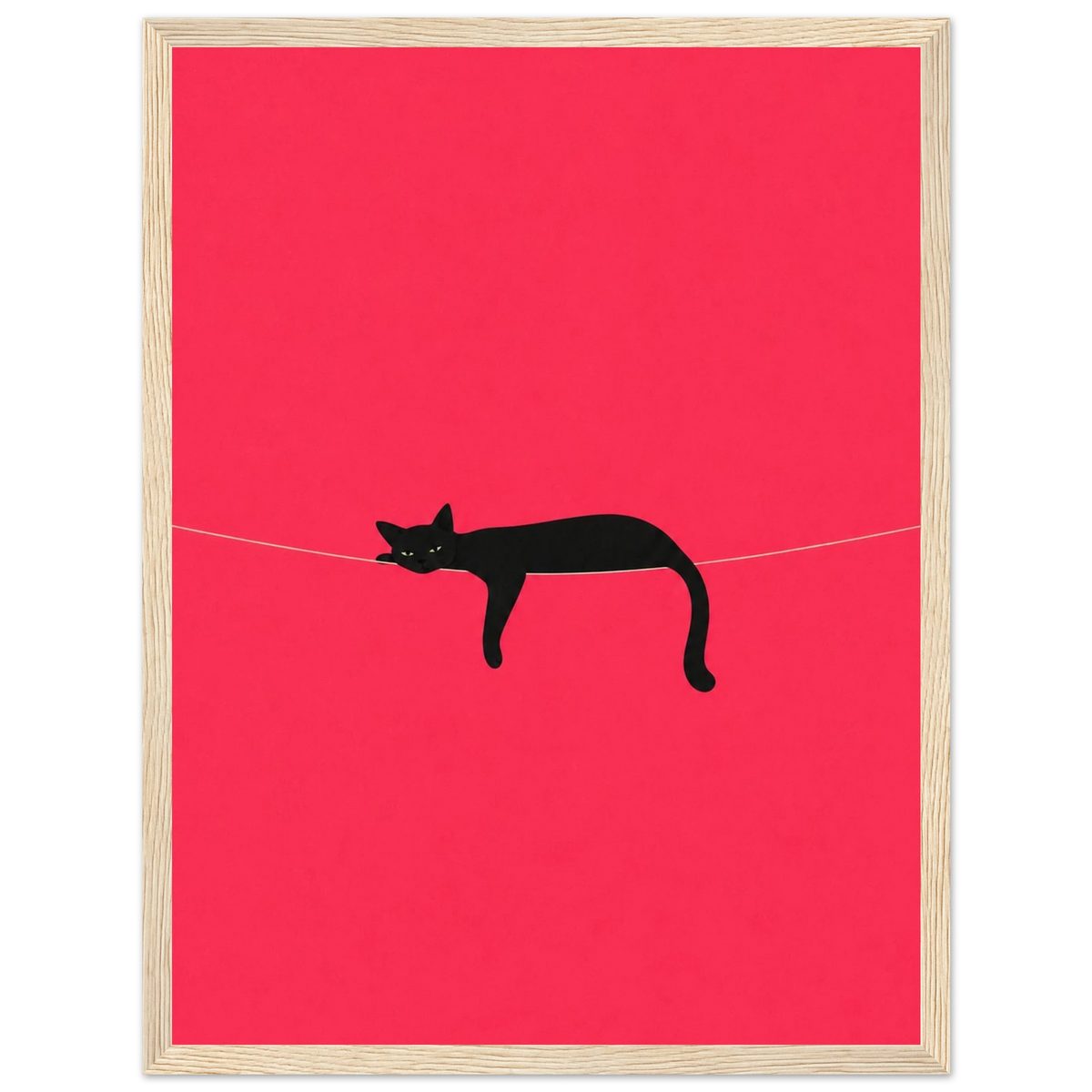 Drifting Off — sleepy black cat kids' room poster on pink by WallDrip