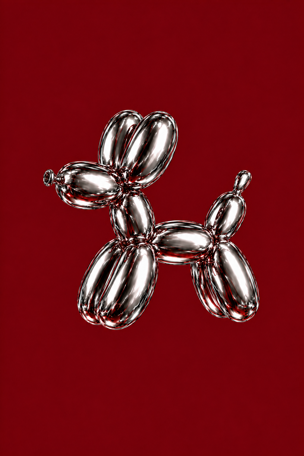 Full of Hot Air — chrome balloon dog poster on burgundy by WallDrip