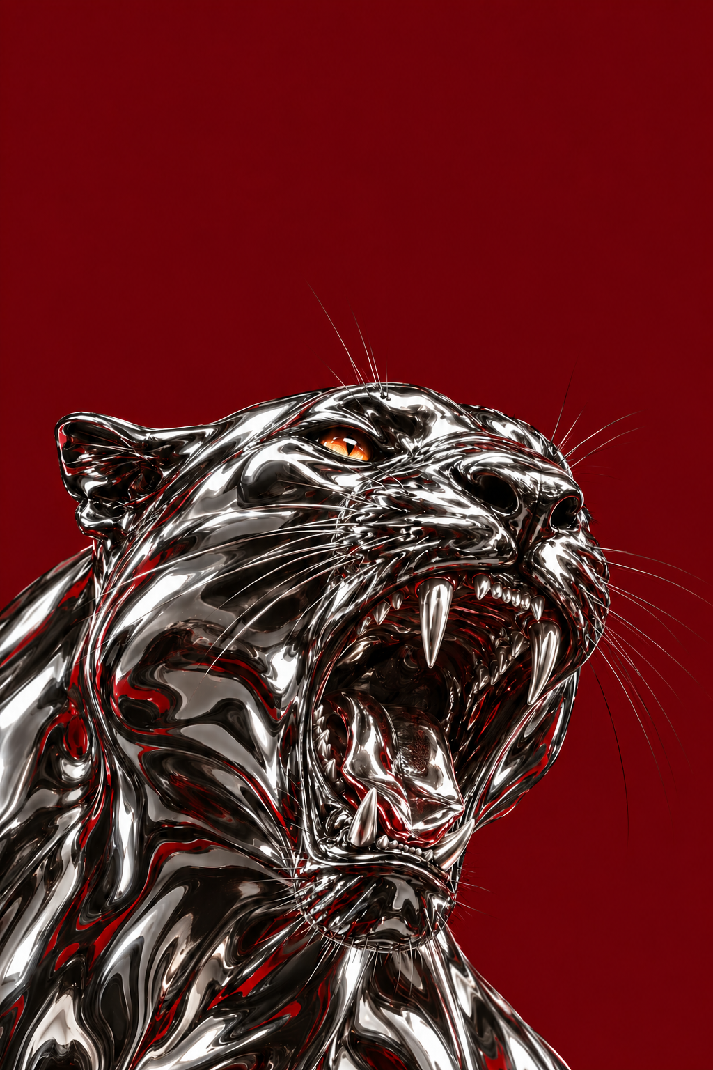 The Last Word — chrome panther poster on burgundy by WallDrip