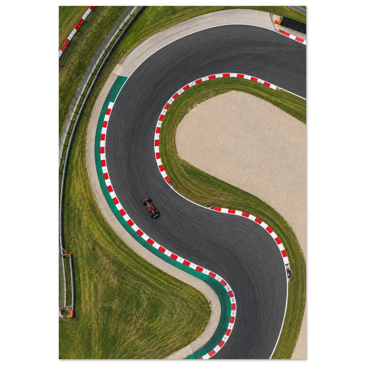 The Racing Line — minimalist aerial sports poster by WallDrip