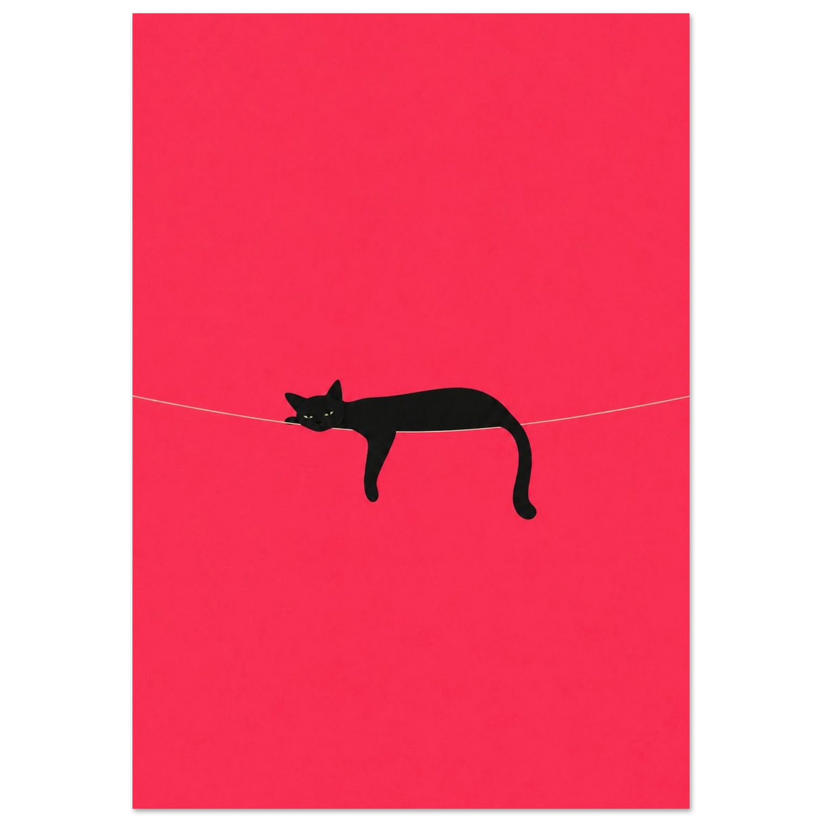 Drifting Off — sleepy black cat kids' room poster on pink by WallDrip
