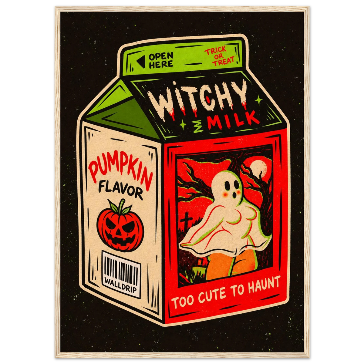 Witchy Milk — retro Halloween poster by WallDrip