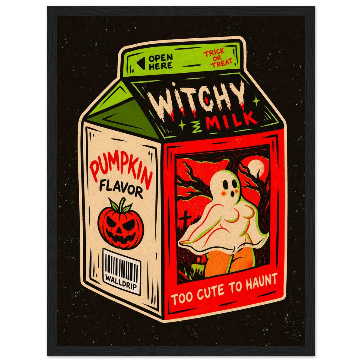 Witchy Milk — retro Halloween poster by WallDrip